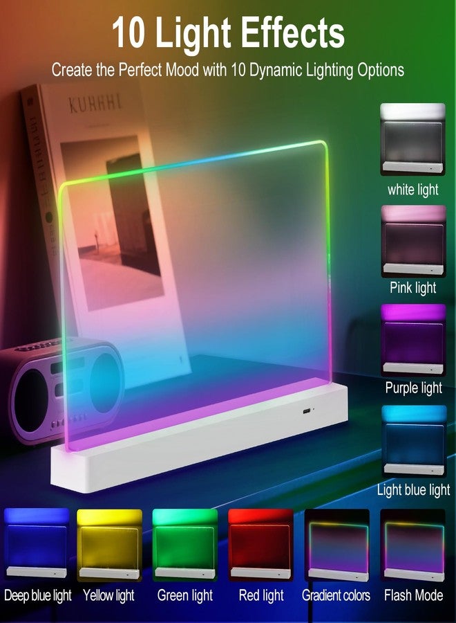 لوحة ملاحظات LED ملونة، لوحة كتابة قابلة لإعادة الشحن من الأكريليك، لوحة بيضاء مضيئة من الأكريليك بثمانية ألوان، لوحة فنية، مناسبة للفصول الدراسية/المكاتب/ديكور المنزل/الهدايا (أفقية) - Image 2